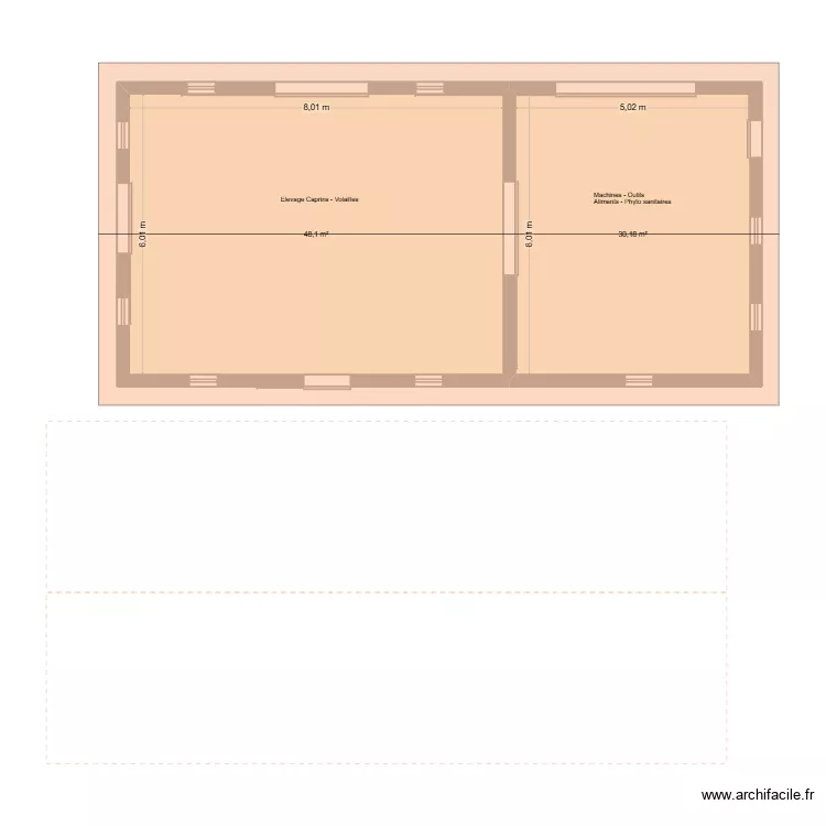 PLAN ECURIE. Plan de 2 pièces et 78 m²