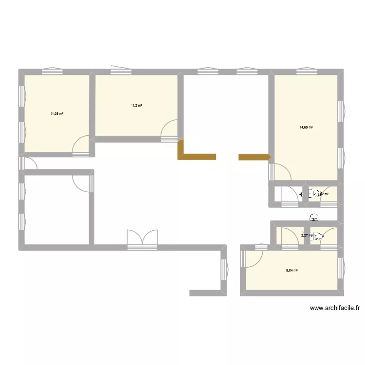 Asfalou MF Aile Ouest. Plan de 6  et 48 m²