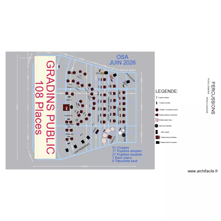 Plateau Symphonique Juin 2026 sans gradin. Plan de Plateau Symphonique Juin 2026 sans gradin. Plan de