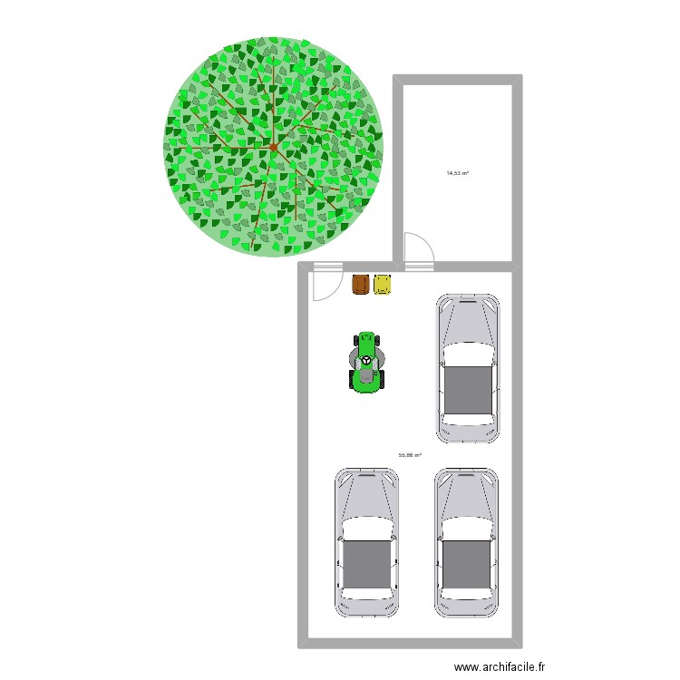 CARPORT. Plan de 2 pièces et 70 m2