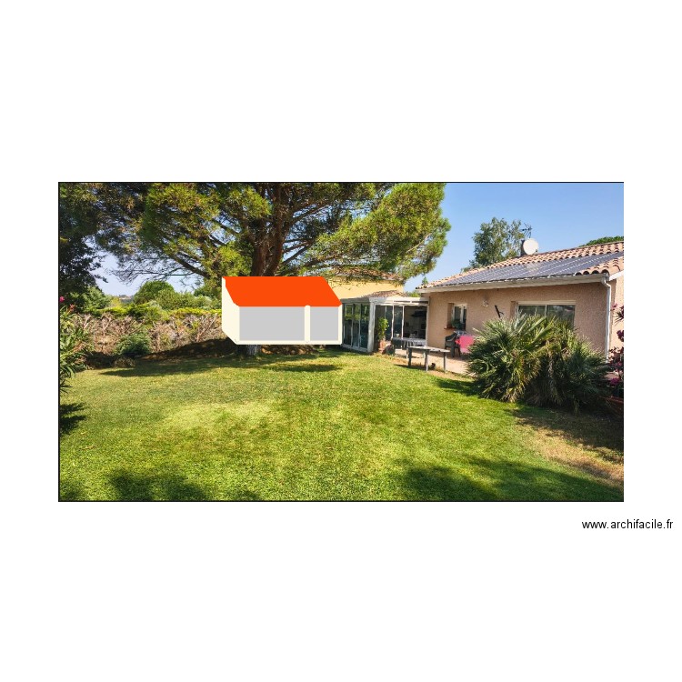 photo avec futur abri. Plan de 4 pièces et 66 m2