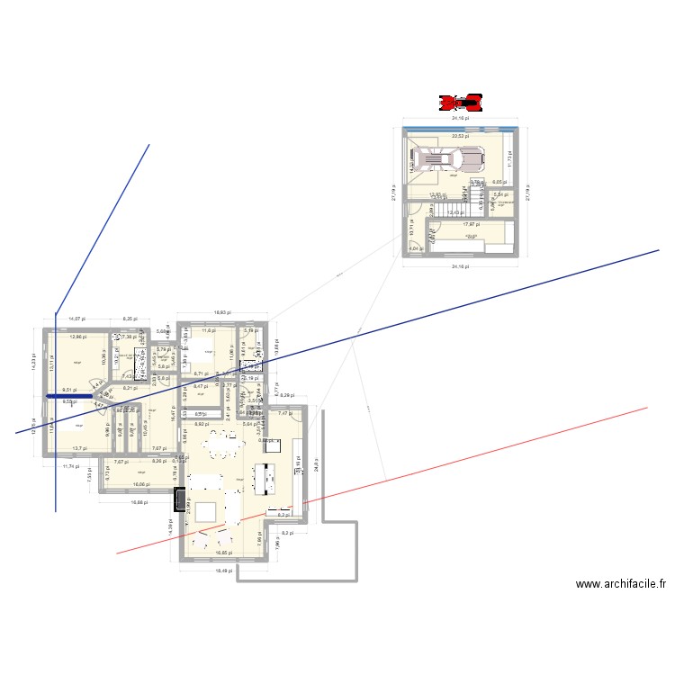 PLAN RENO GARAGE DÉTACHÉ. Plan de 20 pièces et 208 m2