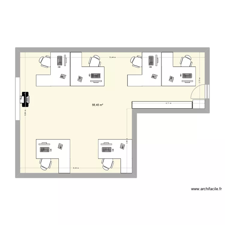 D&eacute;partement comptabilit&eacute; 2. Plan de 1  et 56 m²