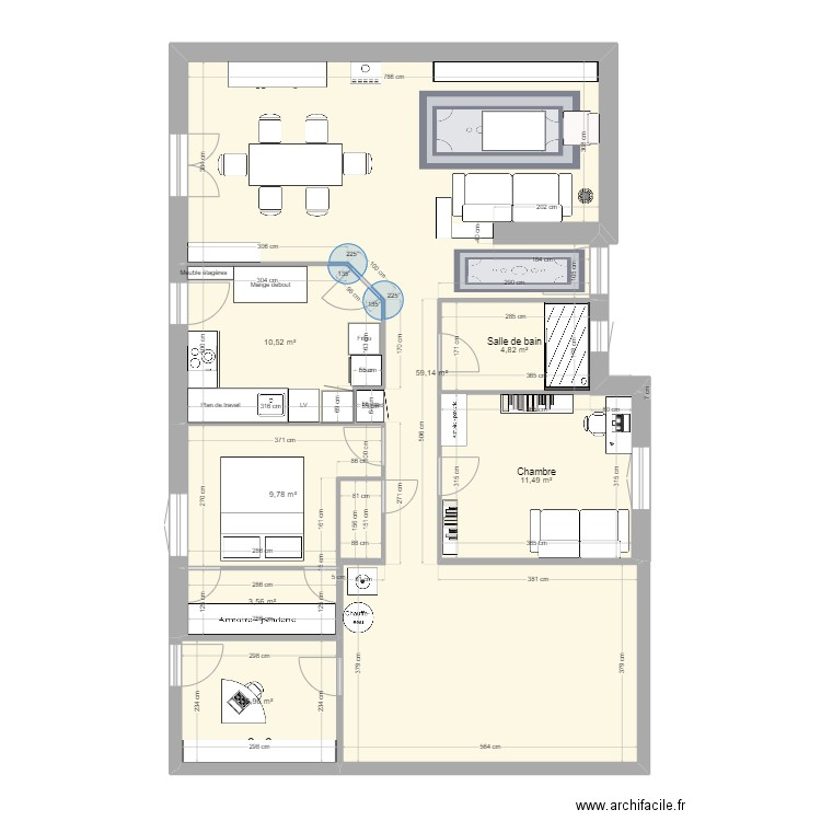 cuisine. Plan de 7 pièces et 106 m2