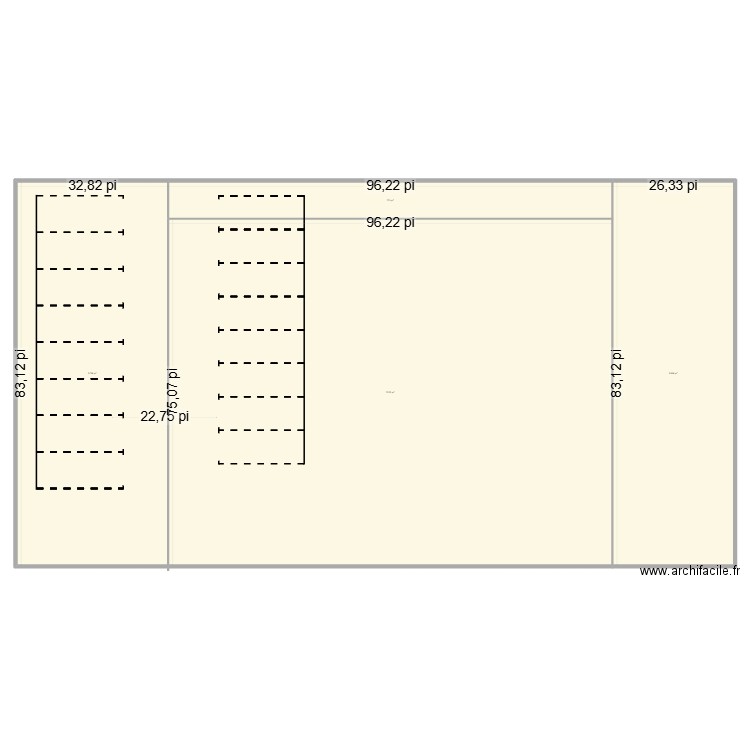 stationnement. Plan de 4 pièces et 1200 m2