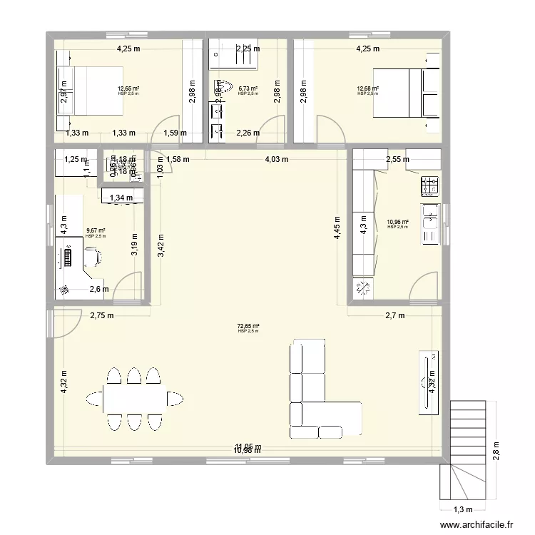 cameroun rez. Plan de 7  et 126 m²