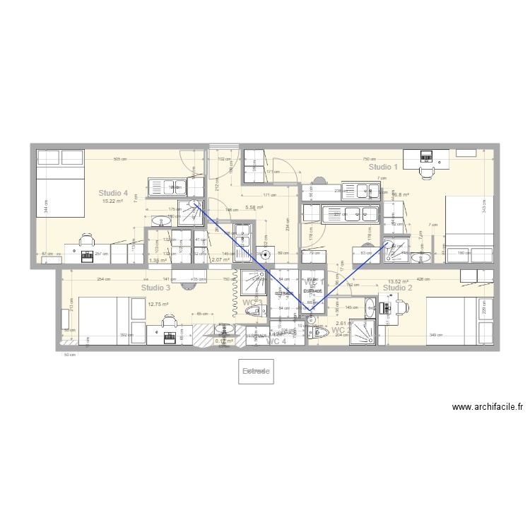 CG ST HERBLAIN CHARENTE V4. Plan de 13 pièces et 73 m2