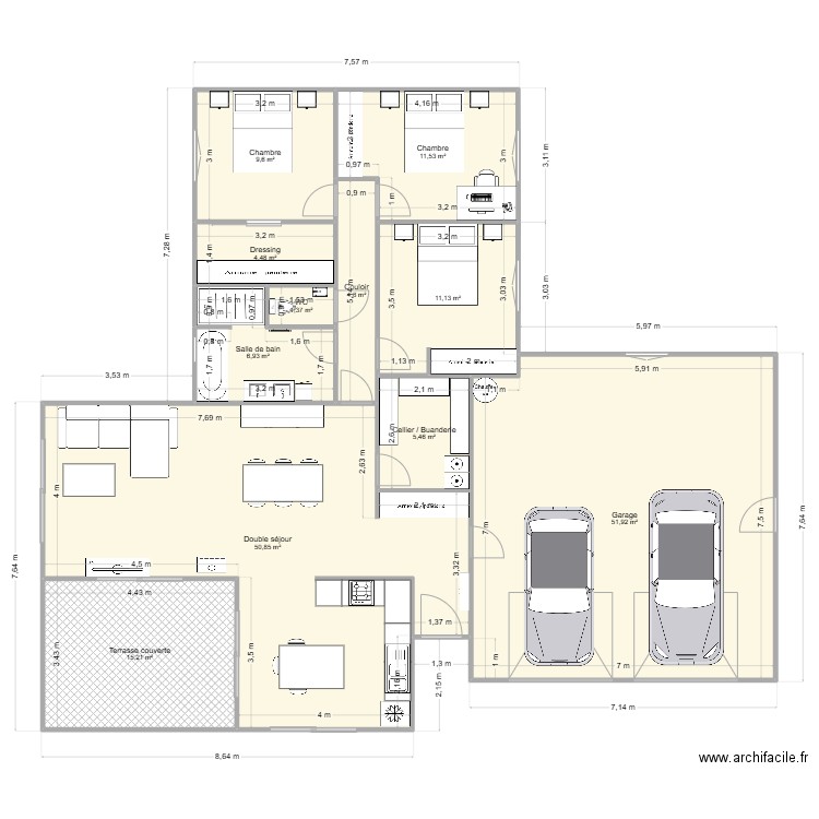 Maison v2. Plan de 11 pièces et 173 m2