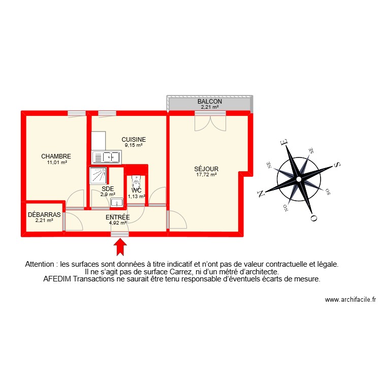 BI 23676-. Plan de 9 pièces et 52 m2