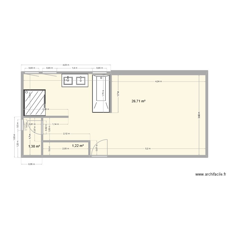 eddy1. Plan de 3 pièces et 29 m2