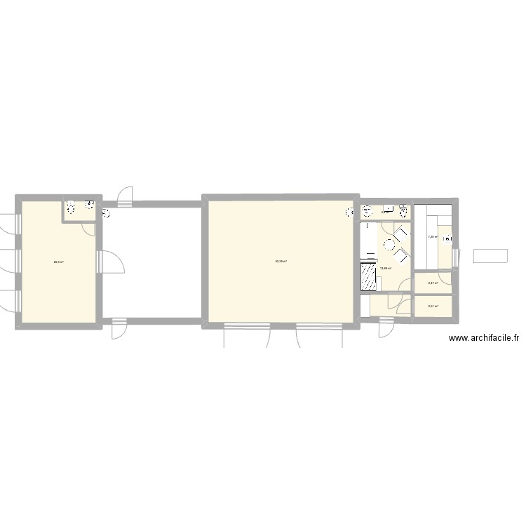 choach house. Plan de 7 pièces et 107 m2