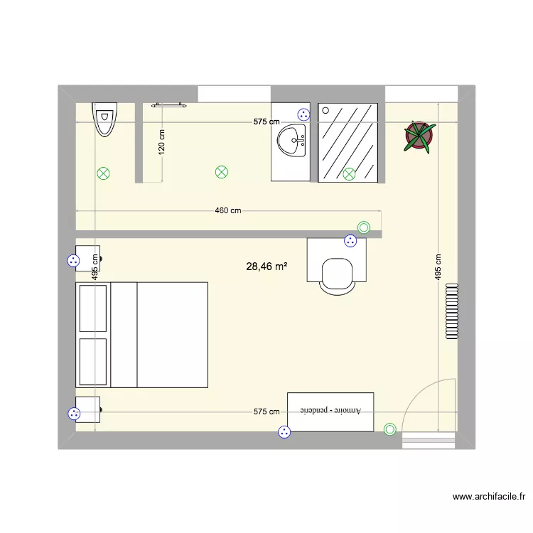 Chambre 1. Plan de 