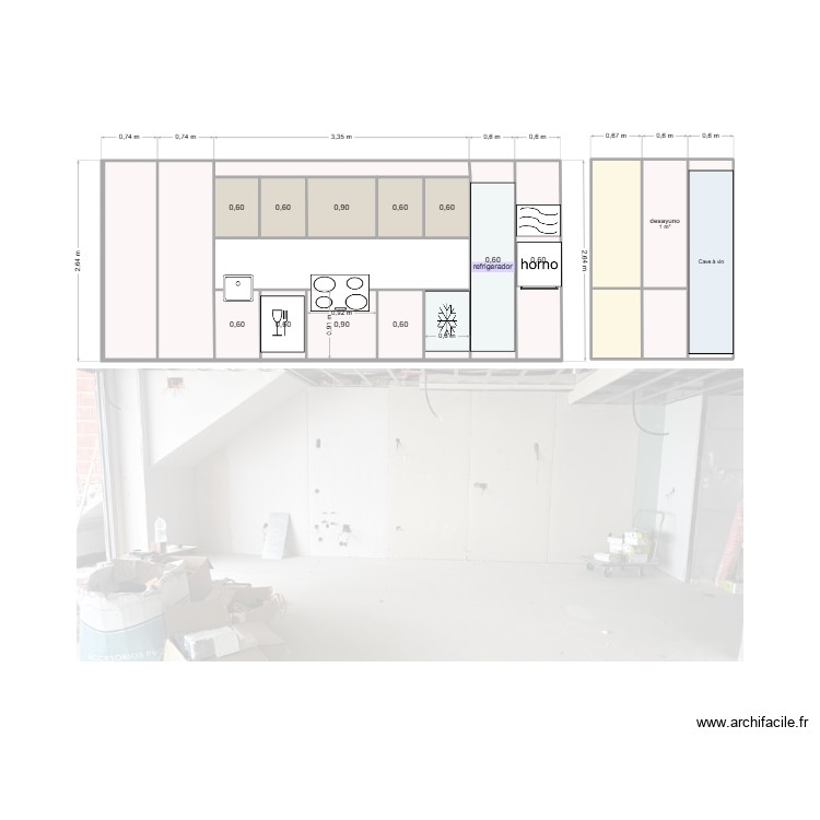 Atico 2 cuisine + 0,19 cm retour. Plan de 0 pièce et 0 m2