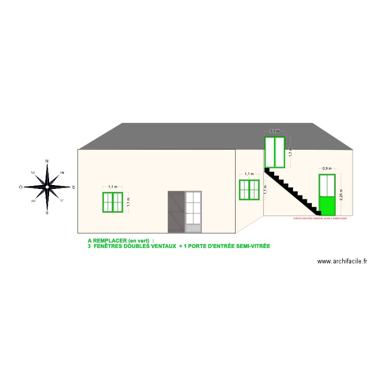 TOUPET FAÇADE SUD PRINCIPALE. Plan de 0 pièce et 0 m2