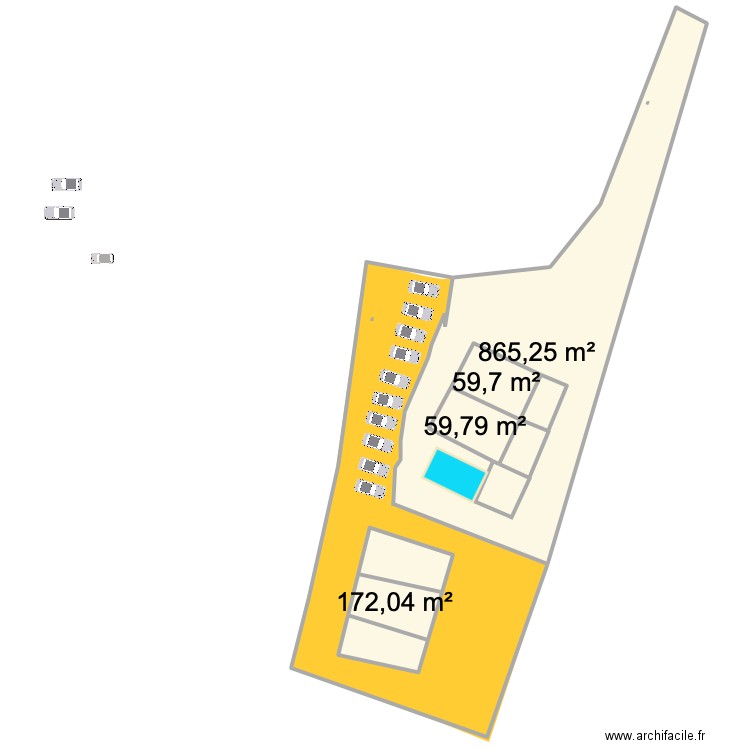 PROJET HJ. Plan de 4 pièces et 1300 m2