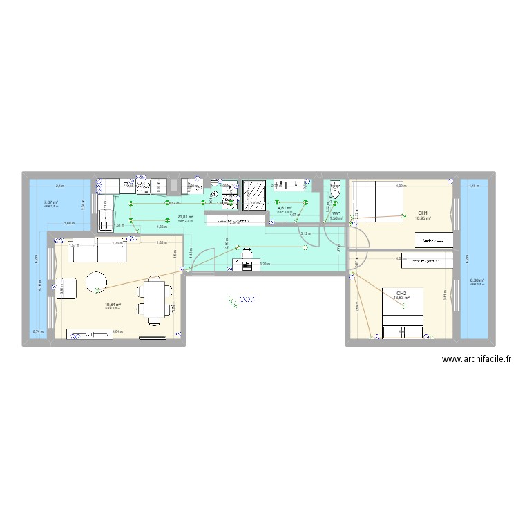 R4 PROJET CFO. Plan de 9 pièces et 87 m2