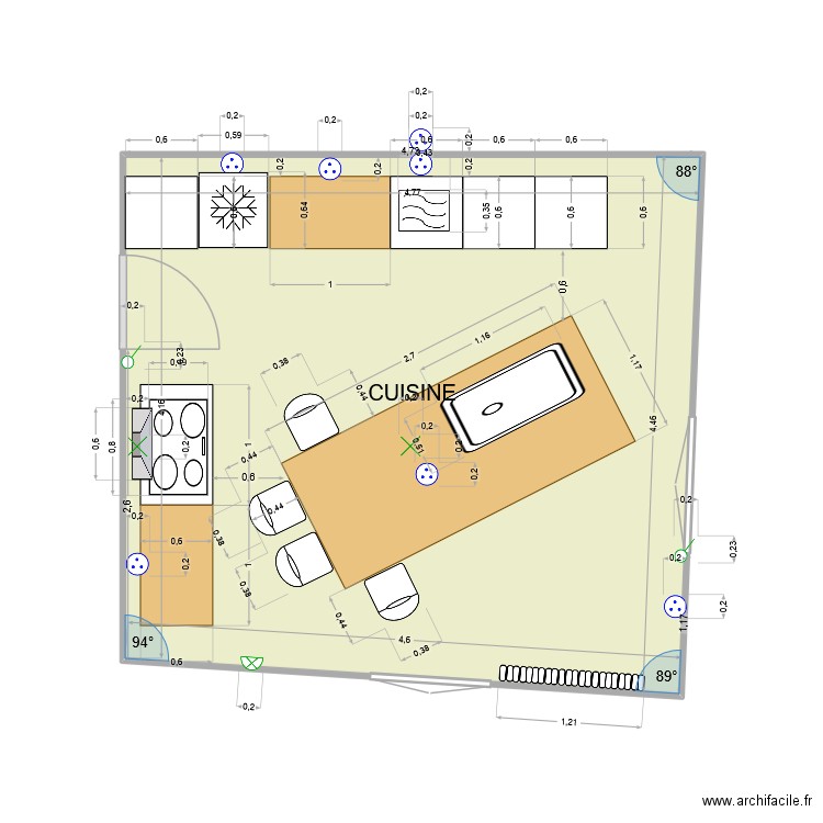 Cuisine4. Plan de 1 pièce et 20 m2