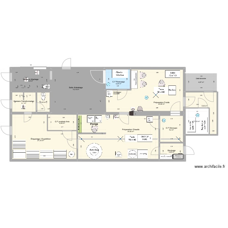 Haut Pouyet 006. Plan de 14 pièces et 141 m2