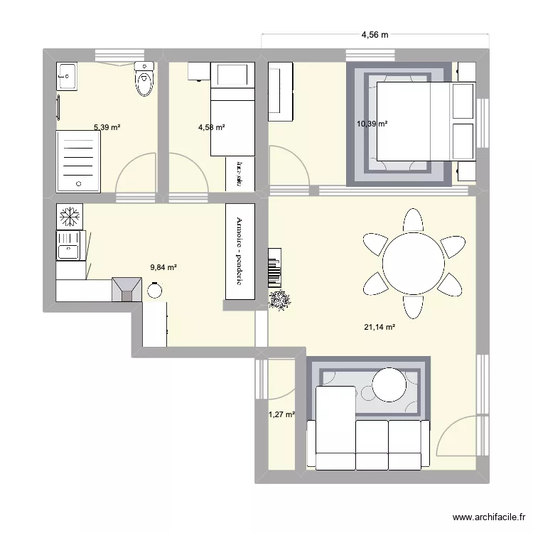 appart Macot. Plan de 6  et 53 m²