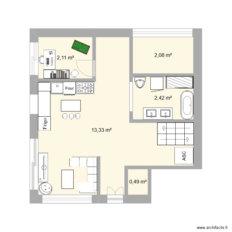 rez de chaussé. Plan de 5 pièces et 20 m2