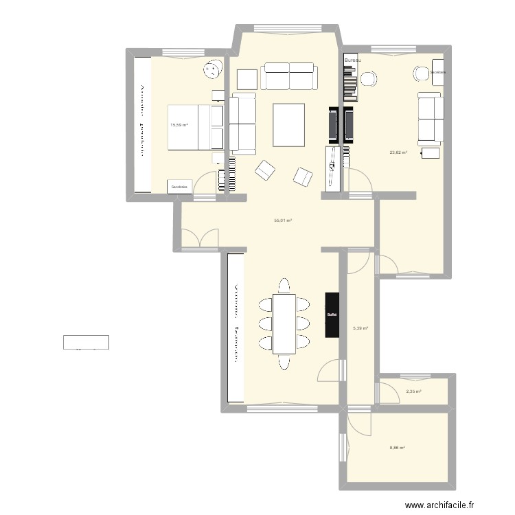 Vaneau Multi Media. Plan de 6 pièces et 111 m2
