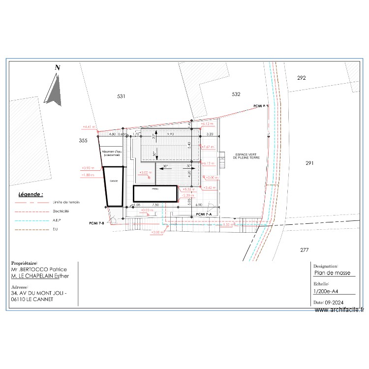 PCMI-2 BASE SANS COULEURS. Plan de 5 pièces et 202 m2