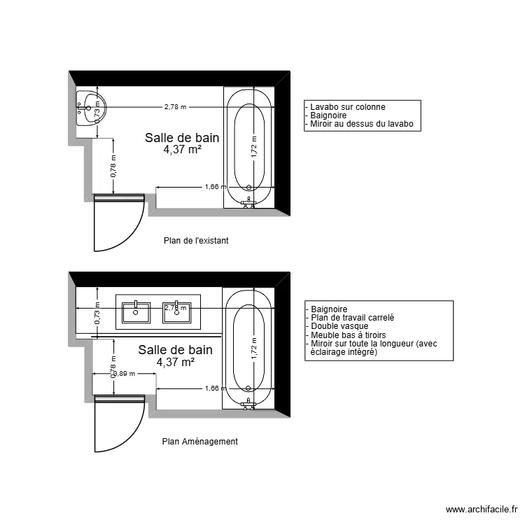 Futur Logement MELHA. Plan de 2  et 9 m²