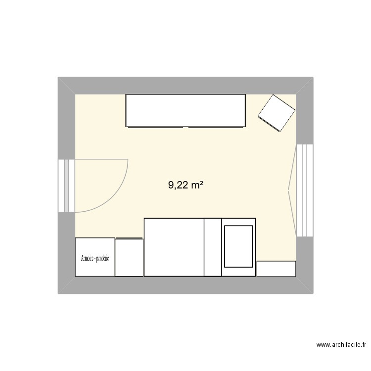 chmbre jean. Plan de 1 pièce et 9 m2