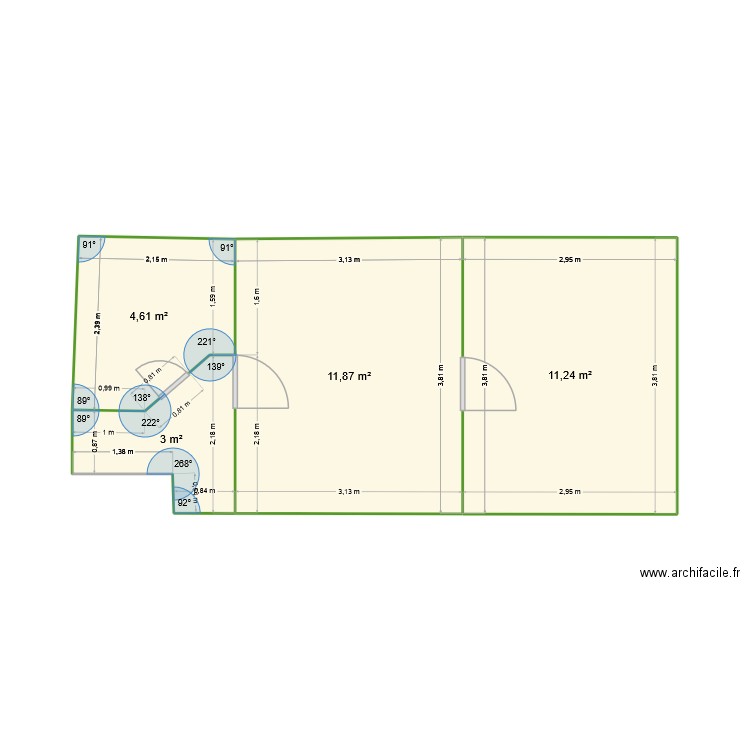 etage. Plan de 4 pièces et 31 m2