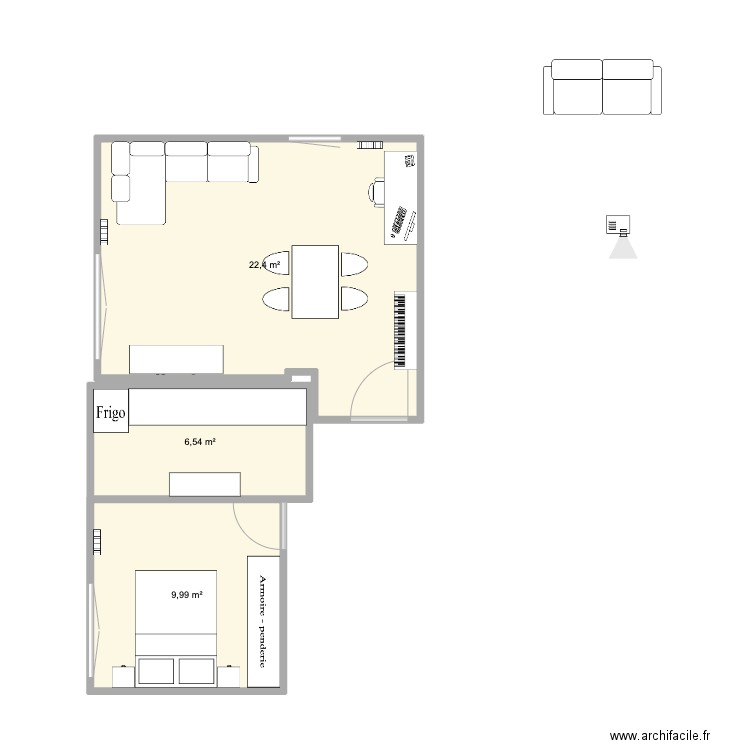Chez nous. Plan de 3 pièces et 39 m2