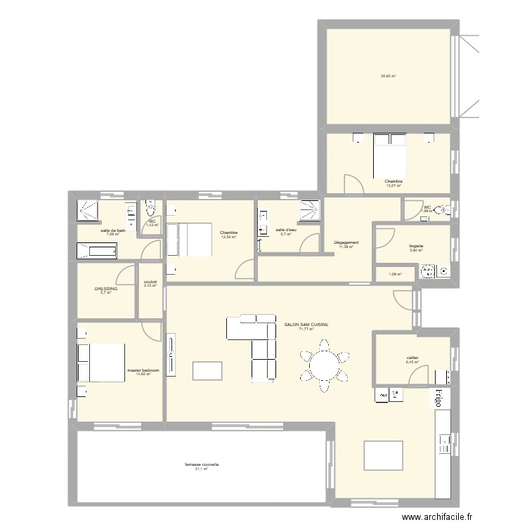 MIMIZAN BIS. Plan de 16 pièces et 213 m2