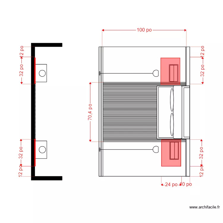 Dupperon mur Lit menuiserie. Plan de 