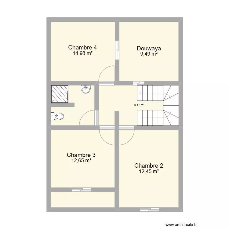 Plan maison 1er étage Oujda. Plan de 5 Pièces et 58 m² Plan maison 1er étage Oujda. Plan de 5 Pièces et 58 m²