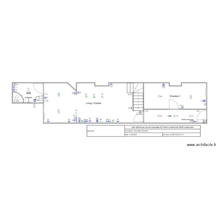 rez chemin particulier. Plan de 4 pièces et 45 m2