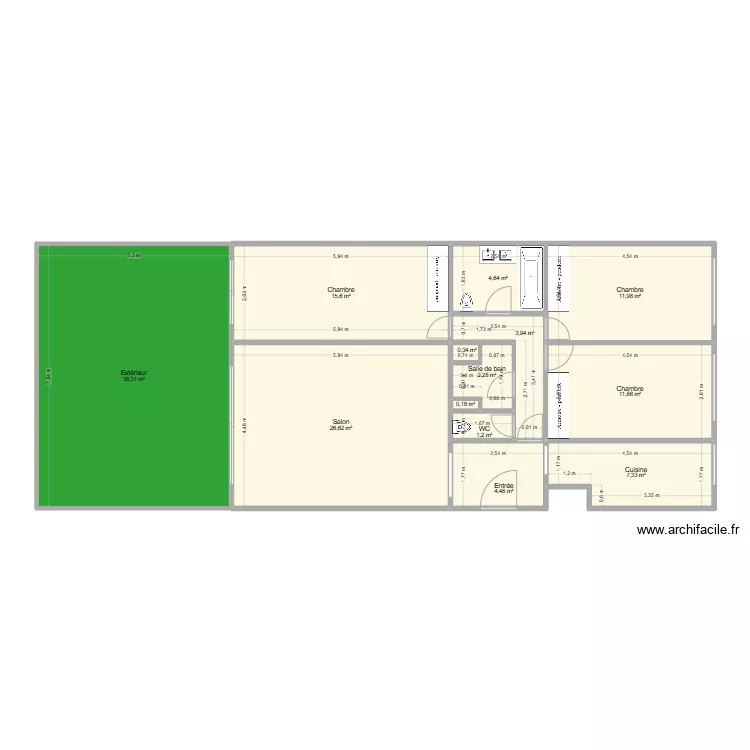 Plan Aguesseau avec cotes mesur&eacute;es et am&eacute;nagement. Plan de 