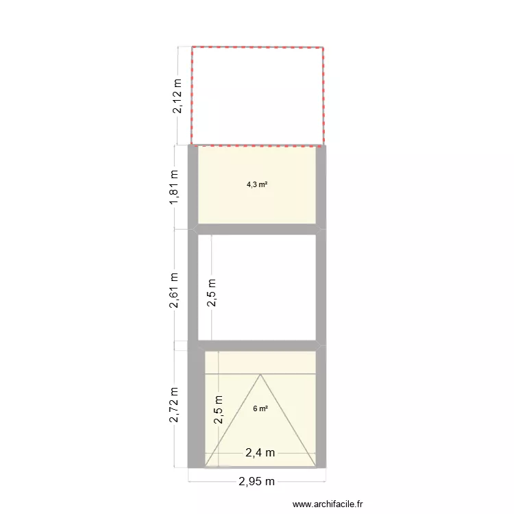 z&eacute;z. Plan de 2 Pièces et 10 m²
