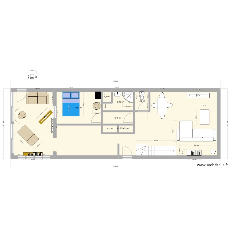 Maison Rez. Plan de 6 pièces et 18 m2