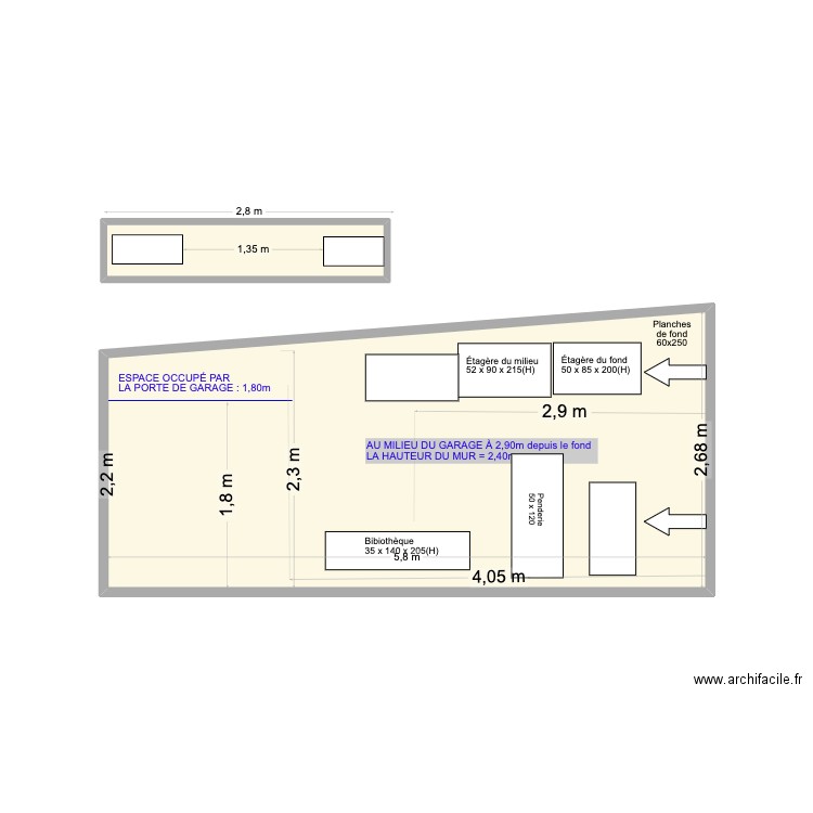 MUR 2 DU GARAGE VERSION 2. Plan de 2 pièces et 16 m2