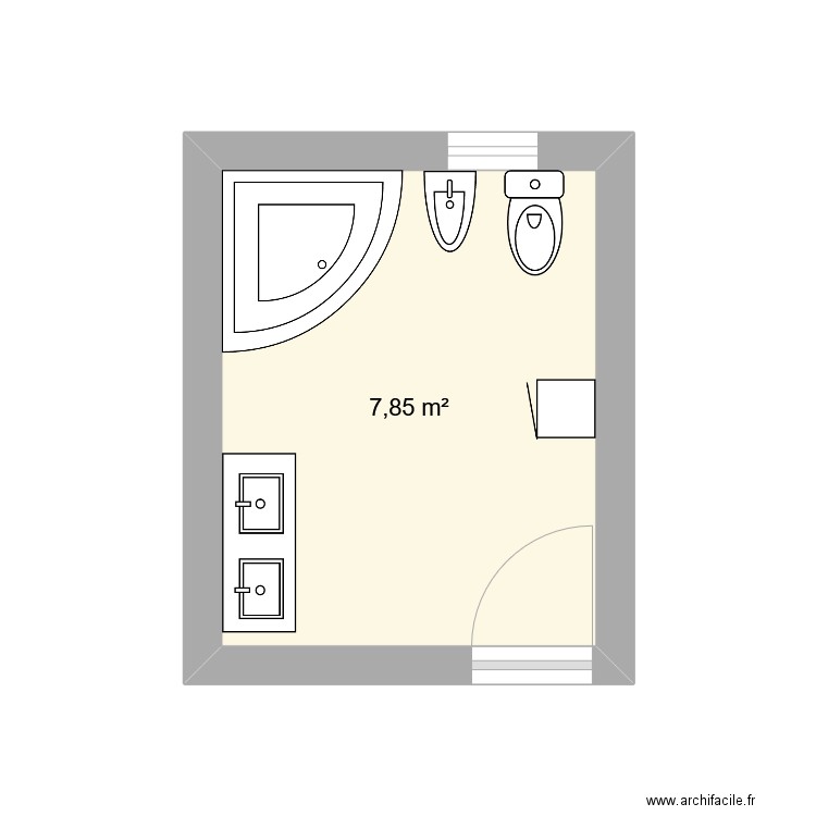 plan3. Plan de 1 pièce et 8 m2