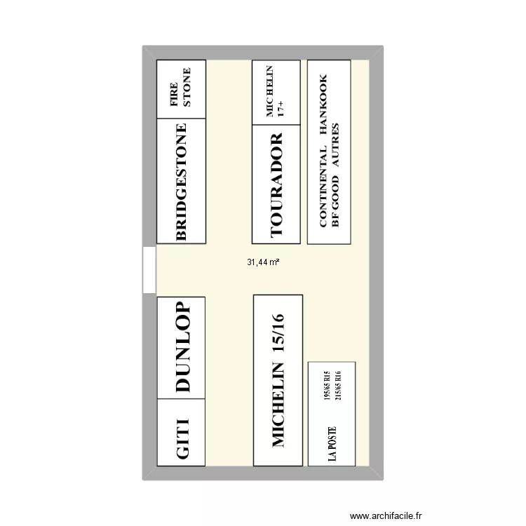 PNEUMATIQUES 4S/HIV. Plan de 1 pièce et 31 m²