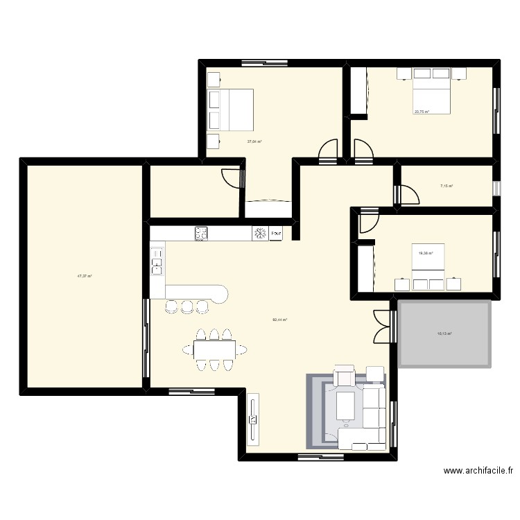 maison. Plan de 7 pièces et 237 m2