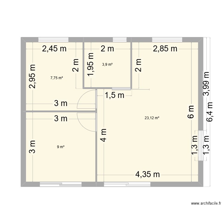 plan2. Plan de 4 pièces et 44 m2