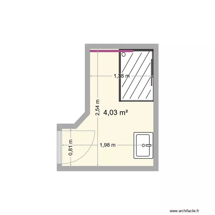 PLAN SDB LOC VALSORGUES. Plan de 1 Pièce et 4 m²