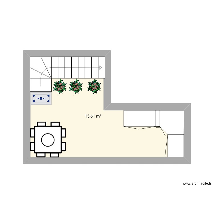 222. Plan de 1 pièce et 16 m2