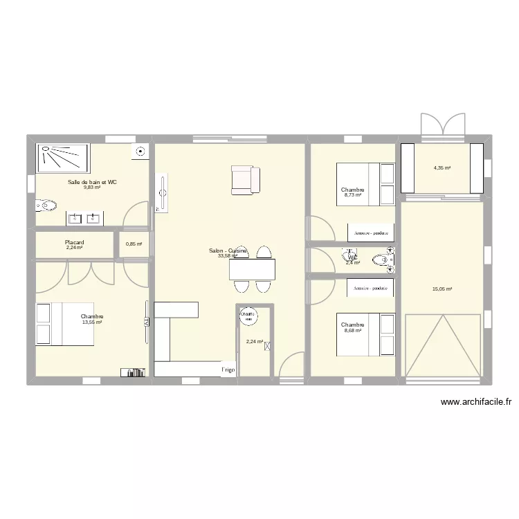 PLAN 2. Plan de 11 pièces et 102 m²