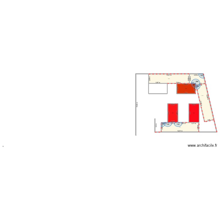 tuns. Plan de 6 pièces et 185 m2
