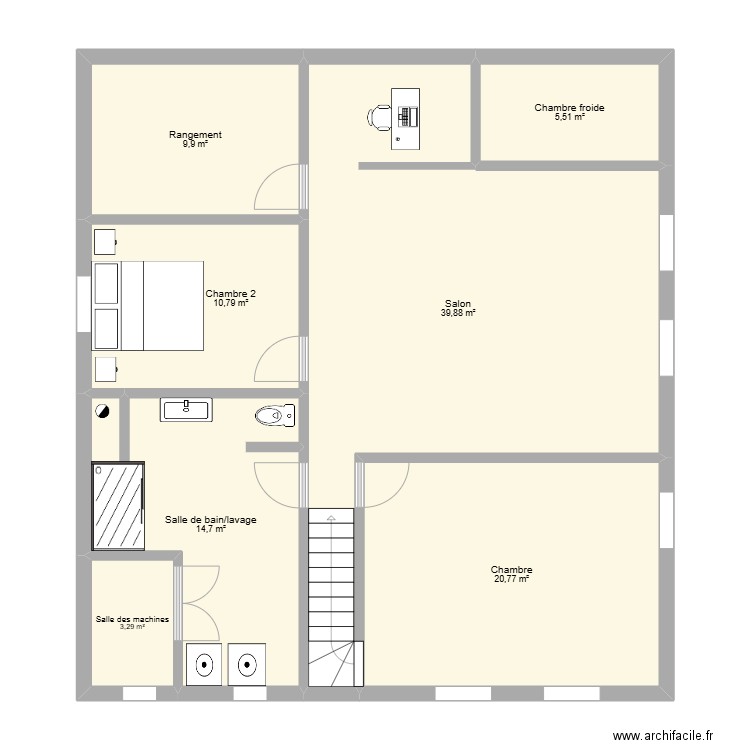 SS2. Plan de 7 pièces et 105 m2