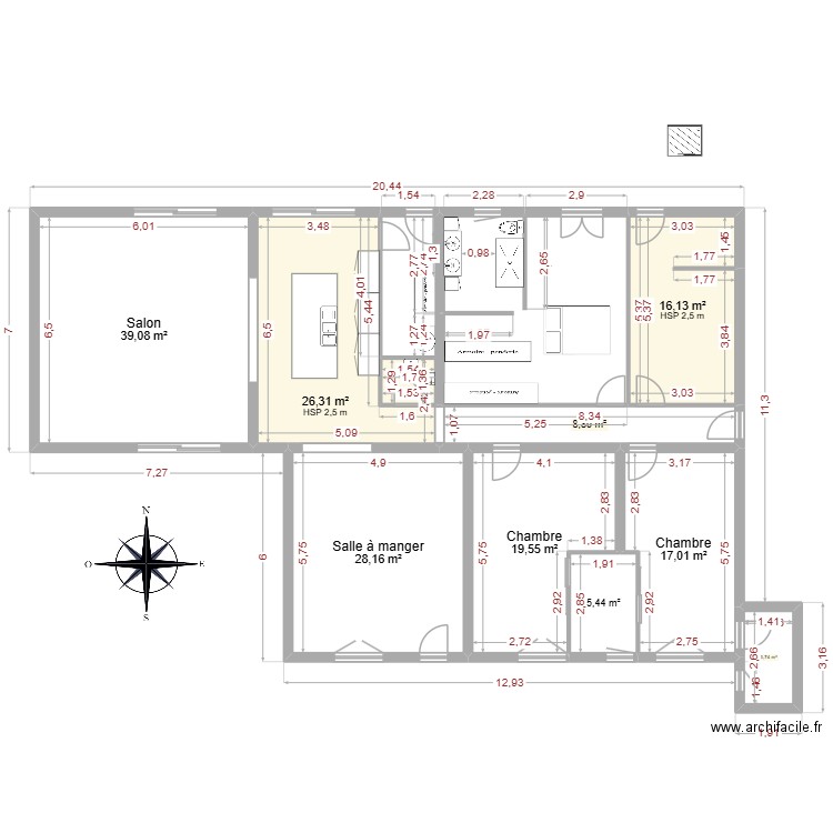 la frette. Plan de 9 pièces et 164 m2