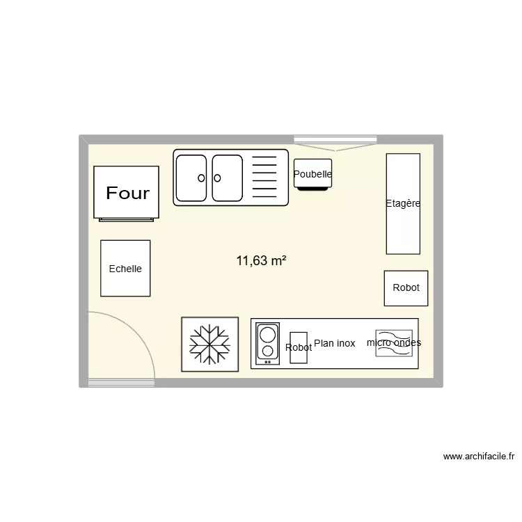 Labo Patisserie. Plan de 1 pièce et 12 m² Labo Patisserie. Plan de 1 pièce et 12 m²