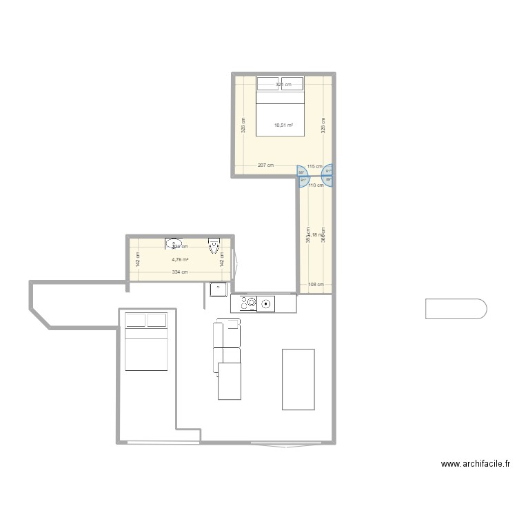 4 square gabriel faure 19042024. Plan de 3 pièces et 19 m2